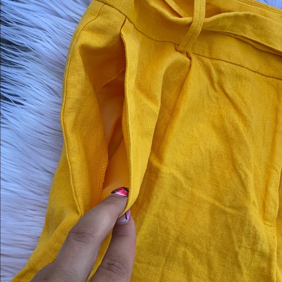 Ann Taylor yellow tie waist shorts - Picture 2 of 7